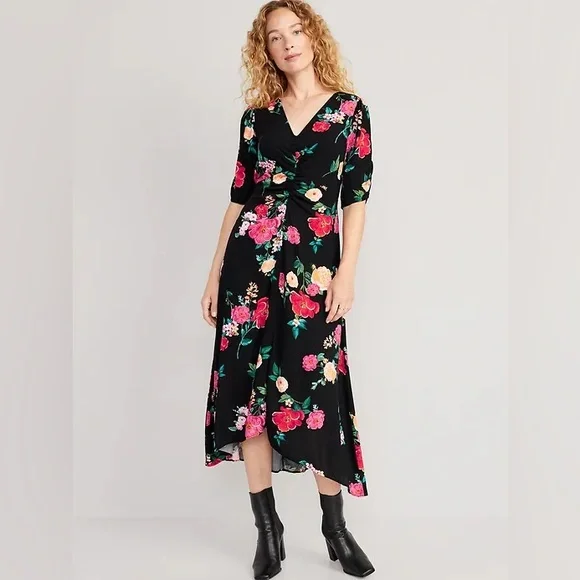 2/$30 💵 Old Navy Crepe Floral Midi Dress NWT - Picture 1 of 11